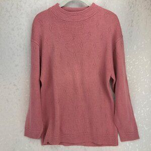 Blair Feminine Antique Rose Knit Pullover Sweater w/ Diamond Shape Detail Size L
